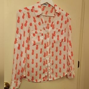 Express Pineapple Portofino Shirt Xsmall button up blouse